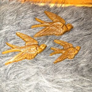 Set of 3 wooden birds Burwood Product Co XXXIII 26504 USA 1983 Sizes  5" 4" 3"